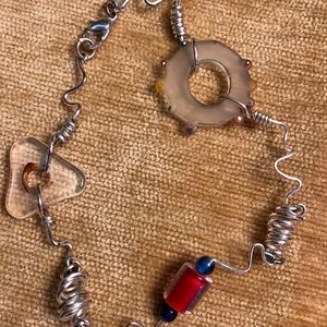 Handmade Glass beads and silver plated contemporary bracelet